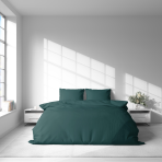 Premium satīna gultas veļas komplekts „Green Satin“. Satīna gultas veļa, 140x200 cm, 200x200 cm, 200x220 cm. Grezns dizaina gultas veļas komplekts intensīvi tumši zaļā tonī.