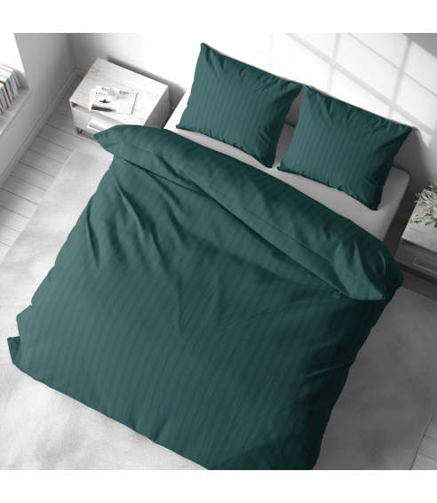 Premium satīna gultas veļas komplekts „Green Stripe Satin“. Satīna gultas veļa