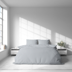 Premium satīna gultas veļas komplekts „Light Gray Stripe Satin“. Satīna gultas veļa, 140x200 cm, 200x200 cm. Mūsdienīgs kokvilnas gultas veļas komplekts gaiši pelēkām svītrām.