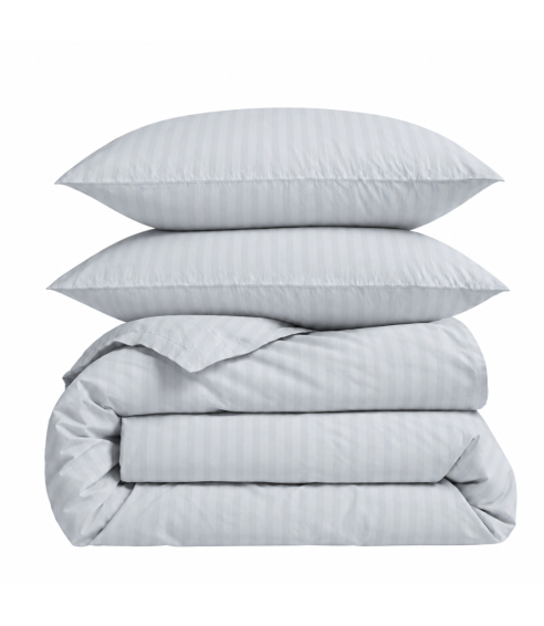 Premium satīna gultas veļas komplekts „Light Gray Stripe Satin“. Satīna gultas veļa