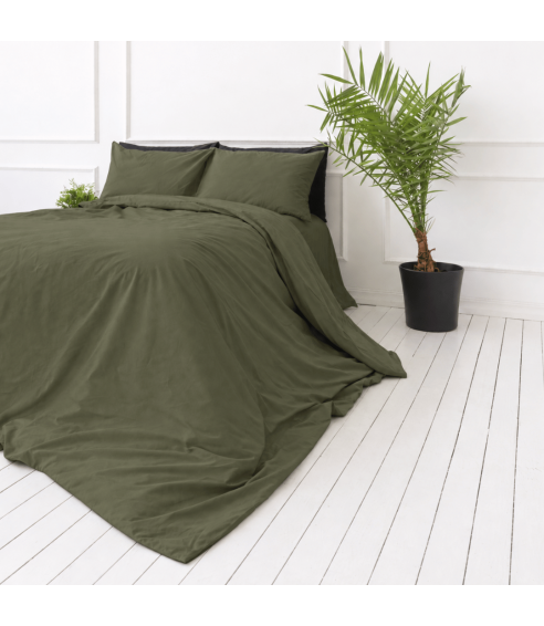 Premium satīns „Moss Green sateen“. Satīna gultas veļa