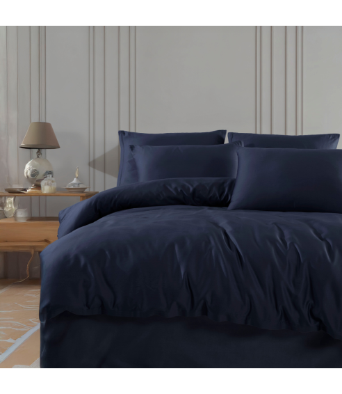 Premium satīns „Navy Blue“. Satīna gultas veļa