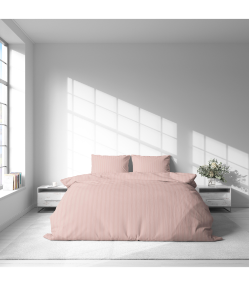 Premium satīna gultas veļas komplekts „Peachy Stripe Satin“. Satīna gultas veļa