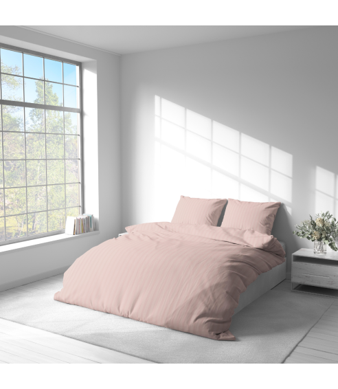 Premium satīna gultas veļas komplekts „Peachy Stripe Satin“. Satīna gultas veļa