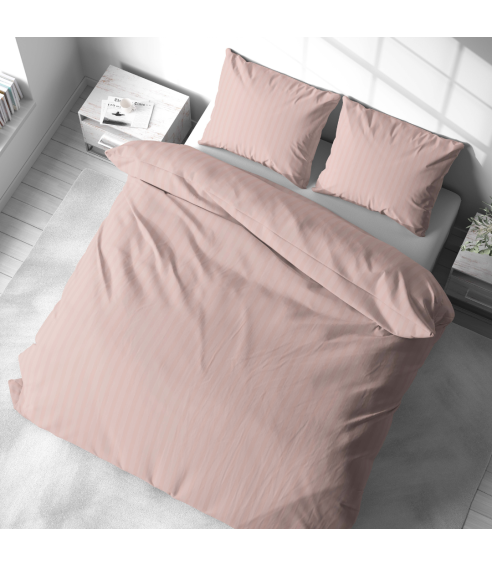 Premium satīna gultas veļas komplekts „Peachy Stripe Satin“. Satīna gultas veļa