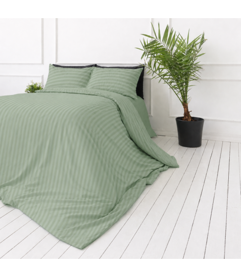 Premium satīns „Pistachio Stripe Sateen“. Satīna gultas veļa