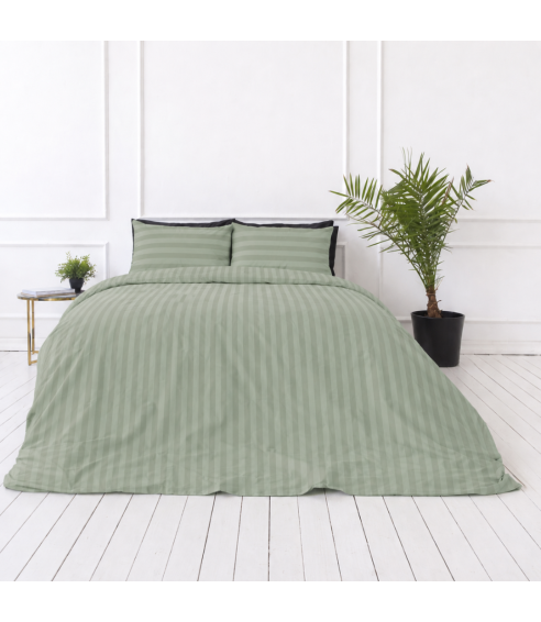 Premium satīns „Pistachio Stripe Sateen“. Satīna gultas veļa