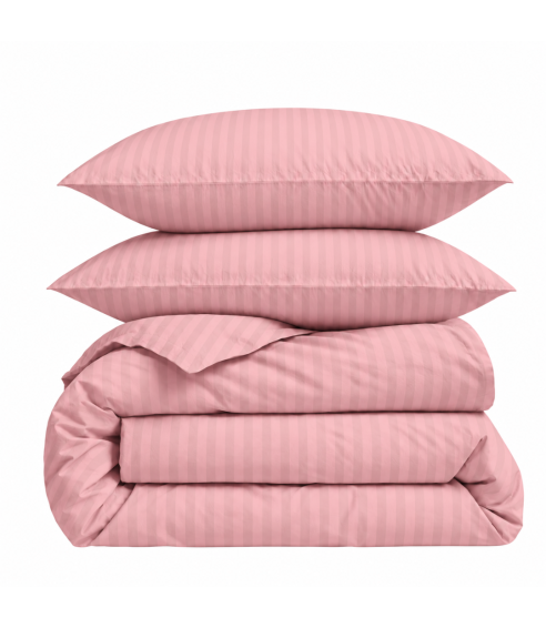 Premium satīns „Seashell Pink Stripe Sateen“. Satīna gultas veļa