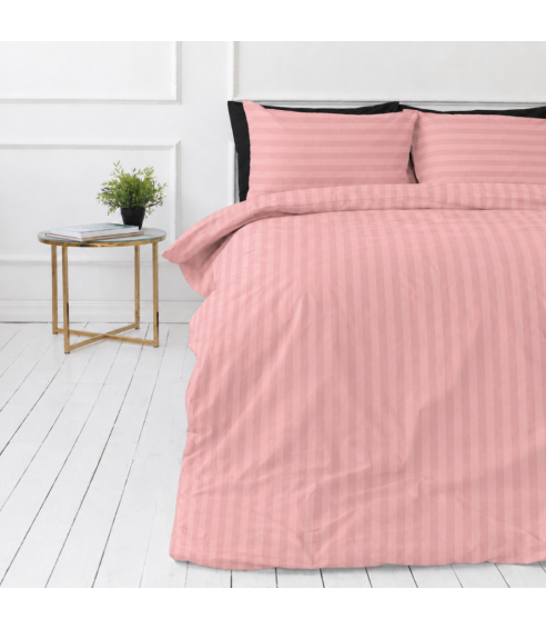 Premium satīns „Seashell Pink Stripe Sateen“. Satīna gultas veļa
