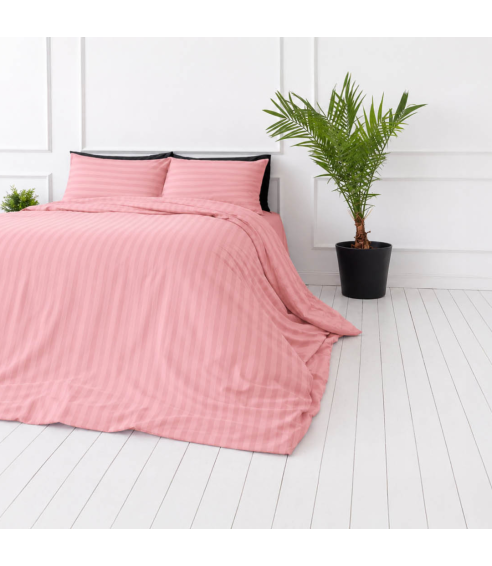 Premium satīns „Seashell Pink Stripe Sateen“. Satīna gultas veļa
