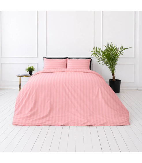 Premium satīns „Seashell Pink Stripe Sateen“. Satīna gultas veļa