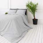 Satīna palags ar gumiju „Silvara“. Gultas veļas komplekti 150x200, 140x200 cm, 150x200 cm, 160x200 cm, 180x200 cm, 200x200 cm, 200x220 cm, 220x240 cm. Elegants pelēkas krāsas vienkrāsains dizains