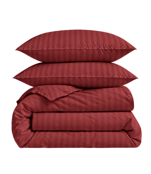 Premium satīns „Sun-dried Tomato Stripe Sateen“. Satīna gultas veļa