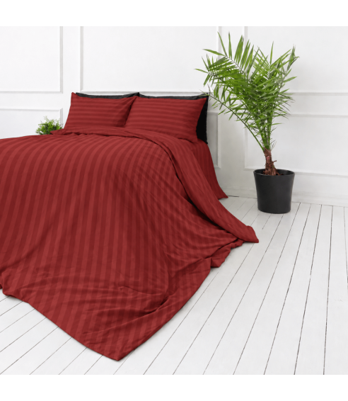Premium satīns „Sun-dried Tomato Stripe Sateen“. Satīna gultas veļa
