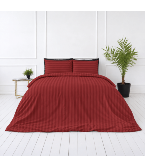 Premium satīns „Sun-dried Tomato Stripe Sateen“. Satīna gultas veļa