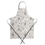 Priekšauts „Ralph apron“. Priekšauti. Gaišs priekšauts ar pelēkzaļu botānisku augu rakstu Priekšauts „Ralph apron“. Priekšauti. Gaišs priekšauts ar pelēkzaļu botānisku augu rakstu