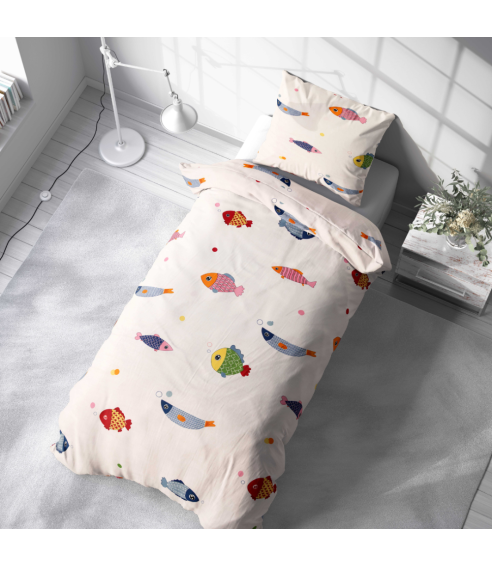 Satīna spilvendrāna "Fish wish". Spilvendrānas 50x70