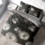 Satīna gultas veļa „Poppiescape“. Satīna gultas veļa, 140x200 cm, 150x200 cm, 160x200 cm, 180x200 cm, 200x200 cm, 200x220 cm