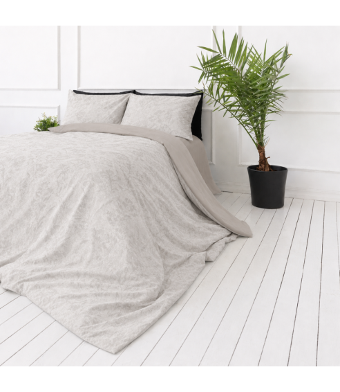 Satīna gultas veļa „Sand Damask“. Satīna gultas veļa