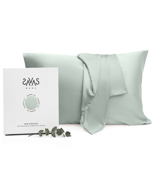 Zīda spilvendrāna „Spearmint“. Zīda gultasveļa