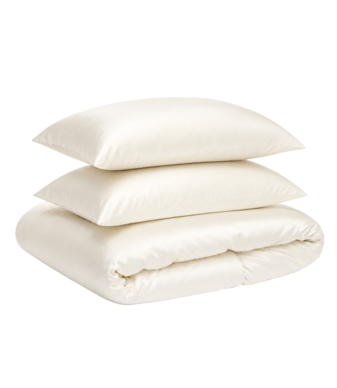 Zīda gultas veļas komplekts „Pearl White Silk“. Gultas veļas komplekti 200x220