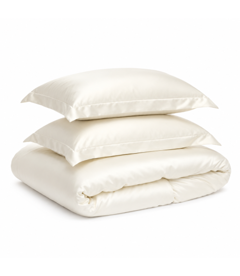Zīda gultas veļas komplekts „Pearl White Silk“. Gultas veļas komplekti 200x220