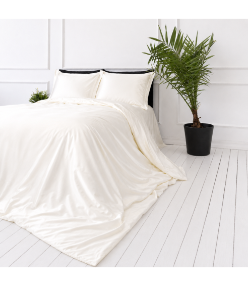Zīda gultas veļas komplekts „Pearl White Silk“. Gultas veļas komplekti 200x220