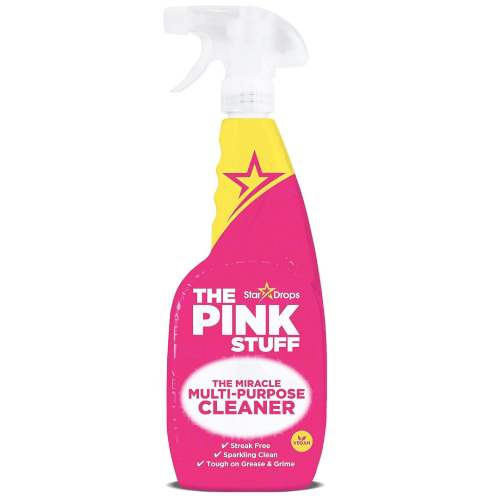 Universāls tīrīšanas līdzeklis “Universal spray”. Universāls universāls izsmidzinātājs: rozā materiāls efektīvai tīrīšanai.