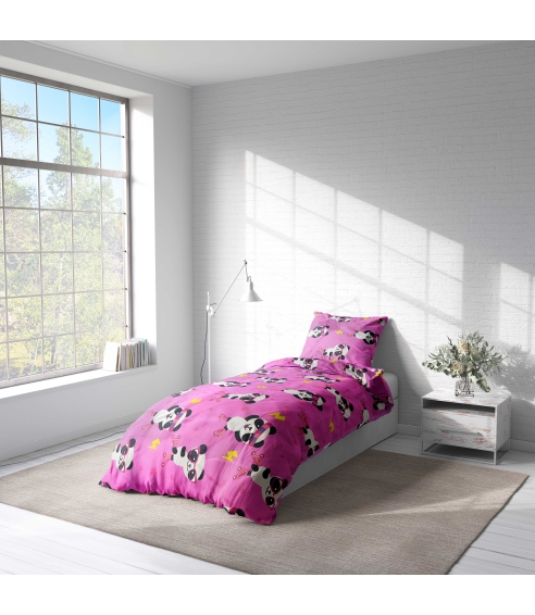 Gultas veļas komplekts "Panda Pink". Bērnu gultas veļa