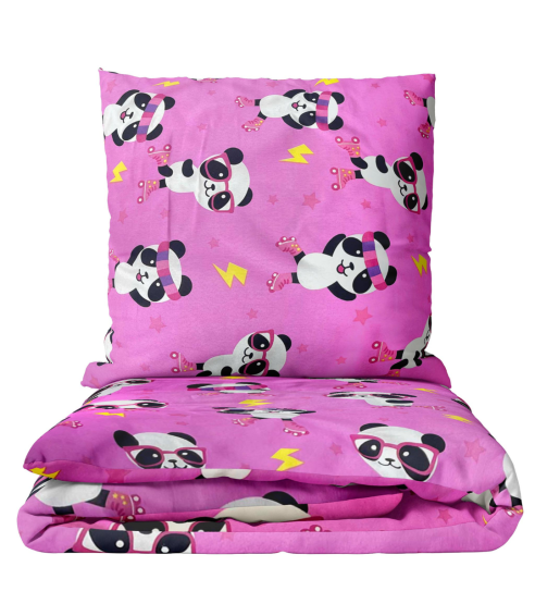 Gultas veļas komplekts "Panda Pink". Bērnu gultas veļa