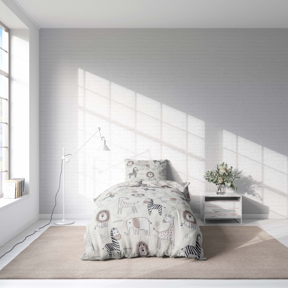 Gultas veļas komplekts "Zoo". Bērnu gultas veļa, 140x200 cm, 150x200 cm, 160x200 cm