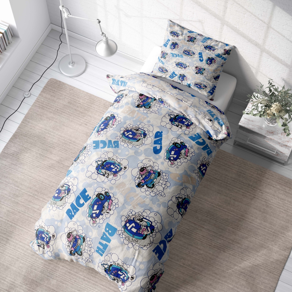 Gultas veļas komplekts „Bath blue“. Zīdaiņu gultas veļa, 90x120 cm, 100x135 cm, 100x140 cm, 110x140 cm, 140x200 cm, 150x200 cm