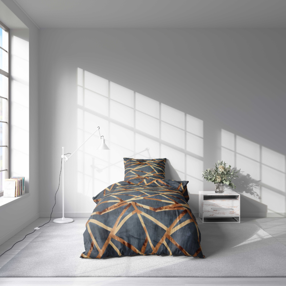 Vienvietīgas gultas veļas komplekti "Zafirion". Pelēka gultasveļa, 140x200 cm, 150x200 cm, 160x200 cm. Antracīta toņa gultas veļas komplekts ar abstraktu līniju dizainu.