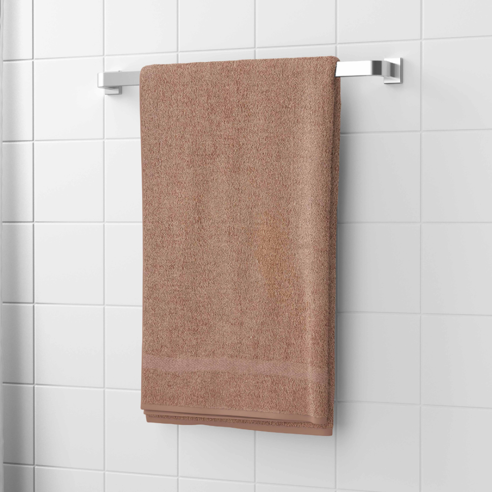 Vannas dvielis „Brown Economic Towel“. Dvieļi, 60x35 cm, 100x45 cm. Silts kafijas toņa dvielis vienmērīgā brūnā krāsā