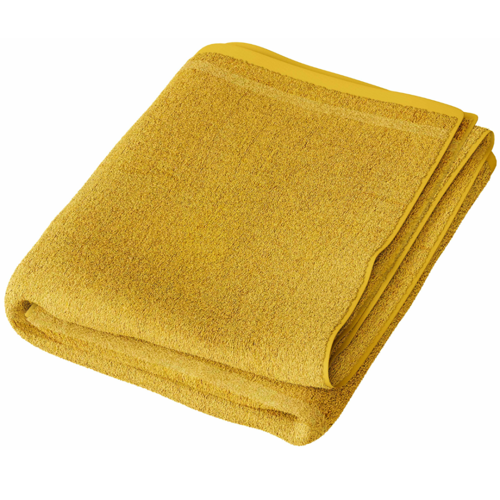 Vannas dvielis „Yellow Economic Towel“. Dvieļi, 60x35 cm, 100x45 cm. Oranžs dvielis bez rakstiem vienkrāsainā dizainā