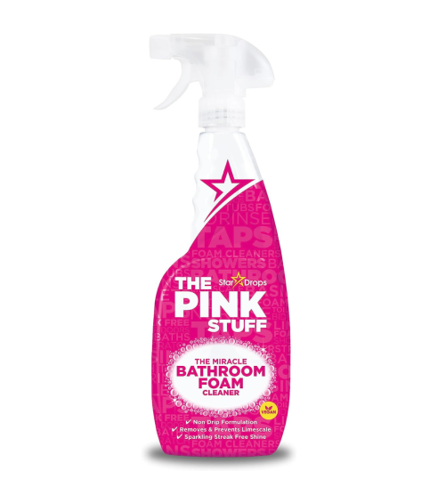 Vannas istabas tīrīšanas līdzekļi “Bathroom spray The Pink Stuff”. Tīrītāji